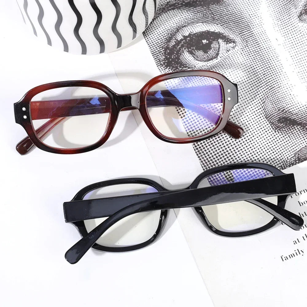 Y2K Vintage Square Frame Eyeglass for Women Korean Red Black Computer Reading Glasses Clear Blue Light Blocking Glasses Eyewears