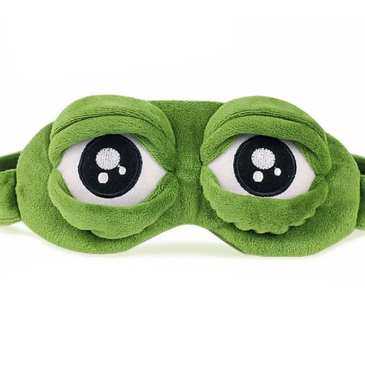 3D Sad Frog Sleep Mask for Travel, Soft Natural Eye Patch Men Women, Lightweight Portable Blindfold Blackout Comfortable