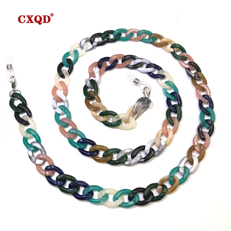Fashion Women's Wide Acrylic Anti-Slip Eyewear Holder Neck Strap Glasses Chains Jewelry Necklace Accessory CXQD